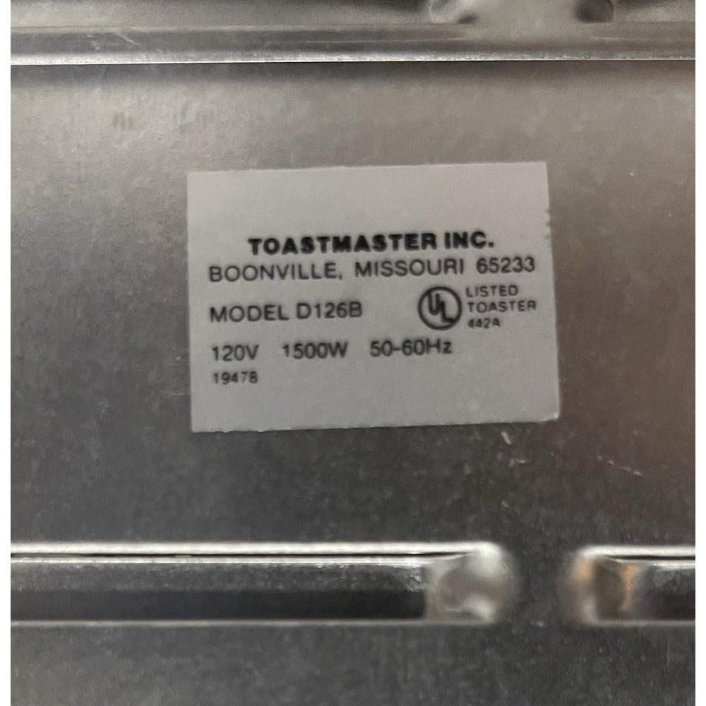 Vintage Toastmaster Pop Up Chrome Toaster 4 Slice Model D126B - Picture 5 of 6